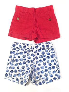 Janie and Jack Shorts Bundle Girls 4 Red And seashells Adjustable Waist